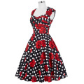 Belle Poque Stock sem mangas comprido traseiro de algodão 50s Vintage Pinup vestido BP000024-9